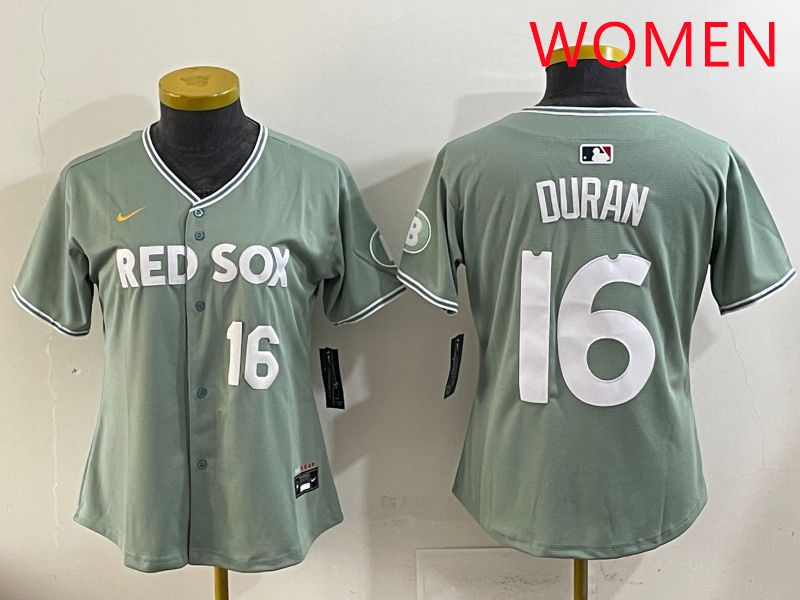 Women 2025 Boston Red Sox 16 Duran Light Green Joint Name Nike MLB Jersey style 12